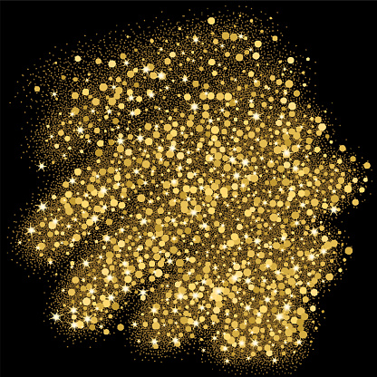 Gold Confetti Glitter On Black Background Stock Illustration - Download