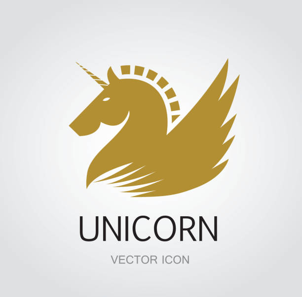 Unicorn symbol High resolution jpeg included. pony wings stock illustrations