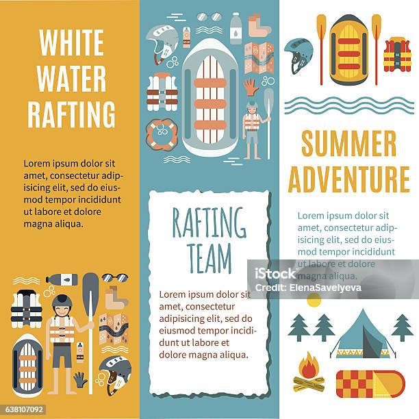 White Water Rafting Set Of Vertical Banners Stock Illustration - Download Image Now - Rafting, Activity, Adventure