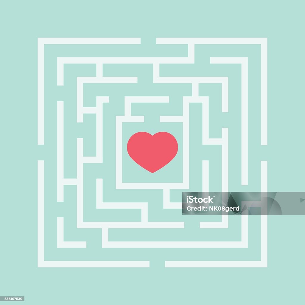 Red heart in the maze. Red heart in the maze. Abstract vector illustration. Maze stock vector