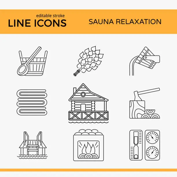 Vector illustration of Sauna Theme Icon Set