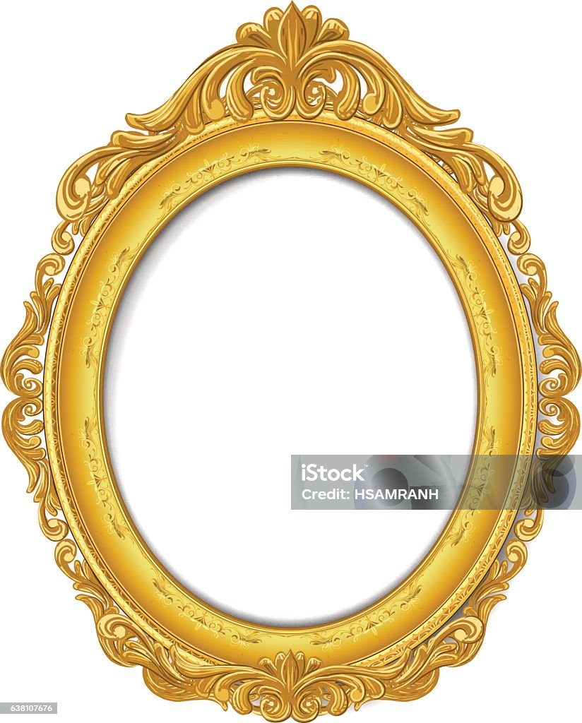 gold picture frame blank vintage  gold picture frame Mirror - Object stock vector