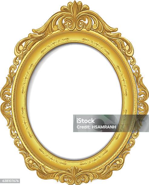 Gold Picture Frame Stock Illustration - Download Image Now - Mirror - Object, Old, Gold - Metal