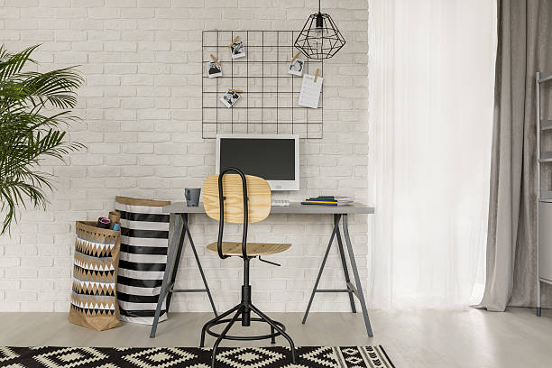 istock Home office with metal accesories 638110650