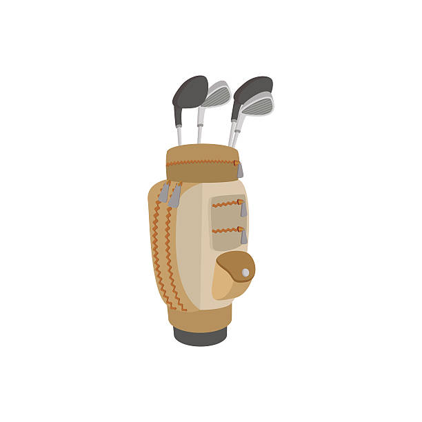 istock Golf clubs in a brown bag cartoon icon 638112514