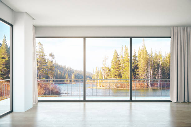 istock Unfurnished interior with landscape view 638116654
