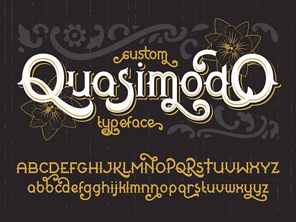 benutzerdefinierte retro-schrift quasimodo - quasimodo stock-grafiken, -clipart, -cartoons und -symbole