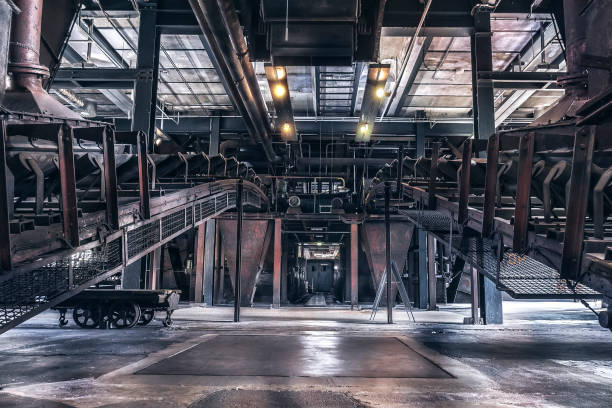 zeche zollverein coke oven plant indoor - alte fabrik stock-fotos und bilder