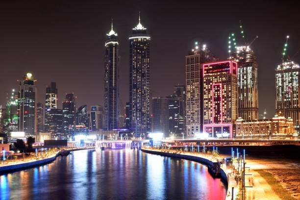 istock Dubai Skyline at night from new Dubai Canal, U.A.E 638129826
