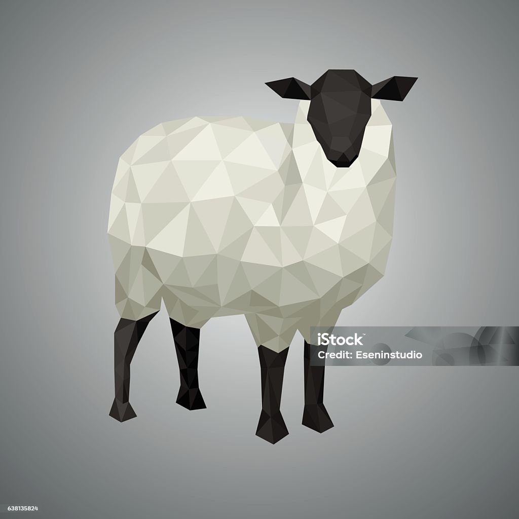 Low poly sheep. Vector illustration in polygonal style. Vector illustration sheep, low poly. Forest animal on white background. Sheep stock vector