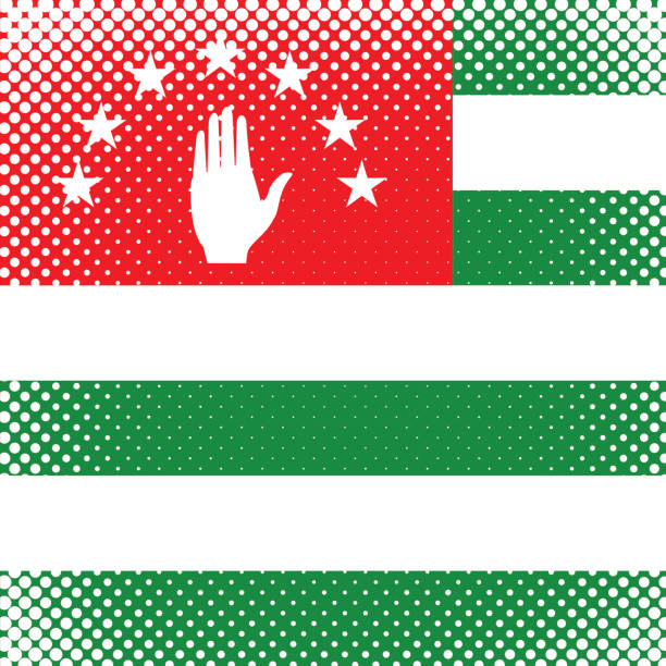 ilustrações de stock, clip art, desenhos animados e ícones de half tone flag - abkhazia - abkhazian flag