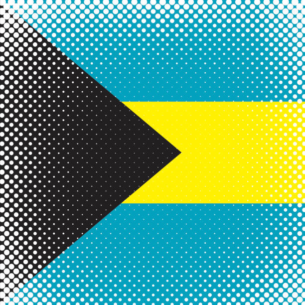 illustrations, cliparts, dessins animés et icônes de drapeau demi-ton - bahamas - bahamian flag