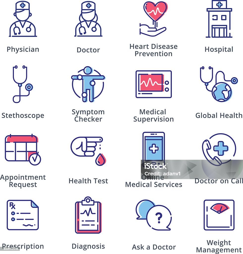 Medical & Health Care Icons Set 1 - Outline Series This set contains medical and health care icons that can be used for designing and developing websites, as well as printed materials and presentations. Doctor stock vector