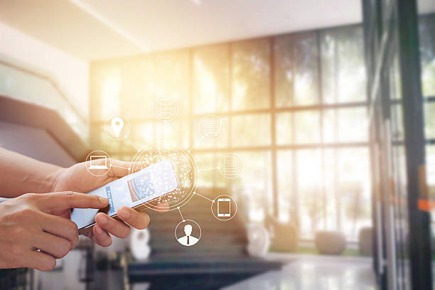 istock Man using mobile payments online shopping and icon customer 638145782