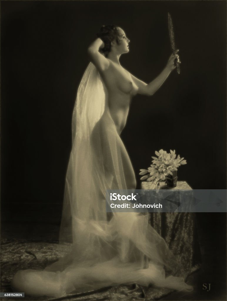 Art nouveau portait of Bride Emulation of vintage style photography. This picture was taken using an old Soviet lens Art Nouveau Stock Photo