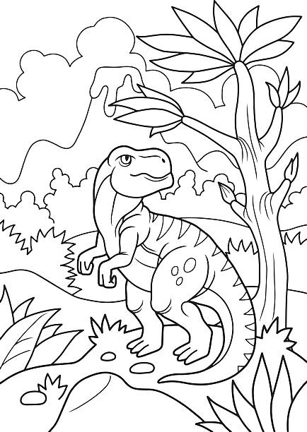 ilustraciones, imágenes clip art, dibujos animados e iconos de stock de tiranosaurio de dibujos animados - tyrannosaur