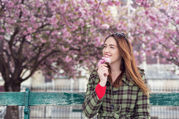 Attractive female enjoying the spring season