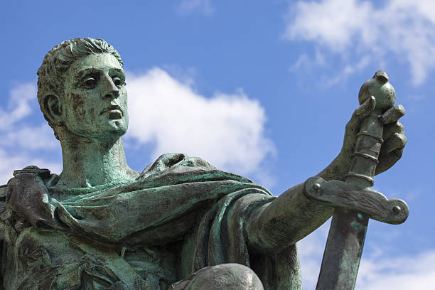 Constantine Statue in York York, UK - August 27th 2015: A statue of Roman Emperor Constantine the Great in York, England. statue of emperor constantine york minster stock pictures, royalty-free photos & images