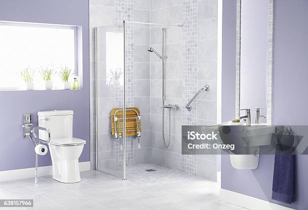 Bathroom For Disabled Stock Photo - Download Image Now - Bathroom, Toilet, Disability