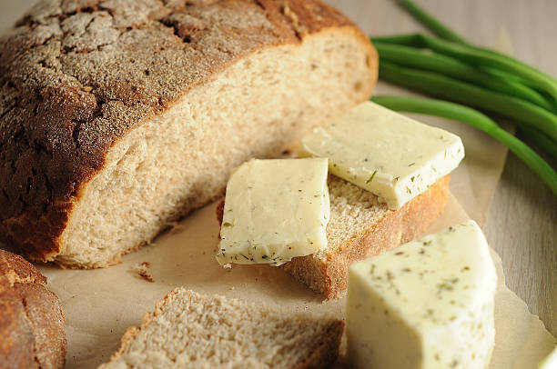 istock The rye bread with green onion and cheese, rustic style 638162898