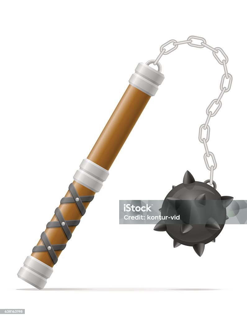 battle mace medieval stock vector illustration battle mace medieval stock vector illustration isolated on white background Club - Weapon stock vector
