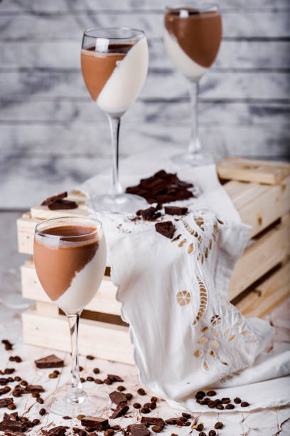 istock Chocolate and vanilla panna cotta 638164978