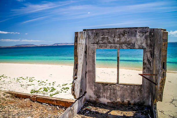 Remains of the building destroyed by the ocean on the northern coast of Madagascar, near Diego Suarez