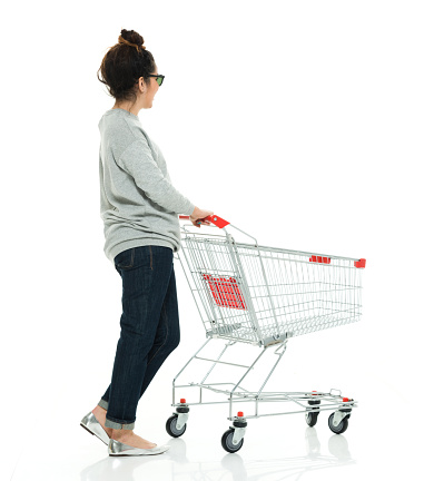 Woman holding shopping cart