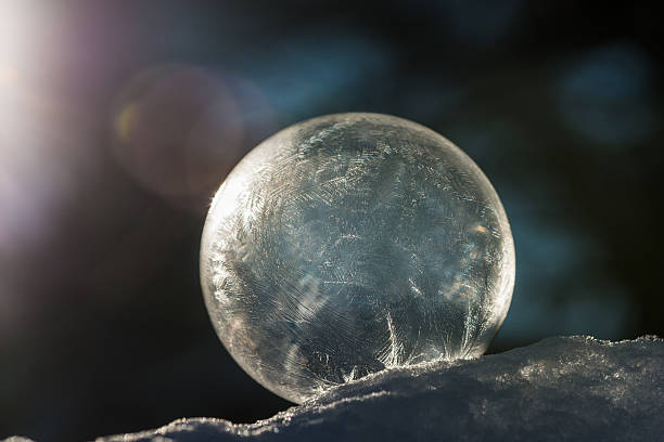 istock Frozen soap bubble on a layer of ice 638173608