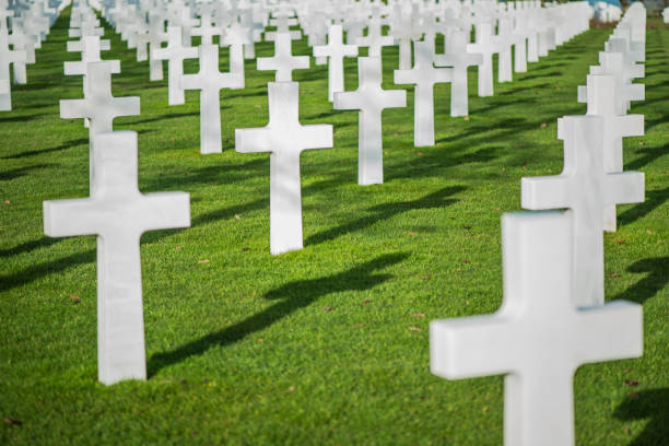 istock White crosses in American Cemetery, Omaha Beach, Normandy, Franc 638173670