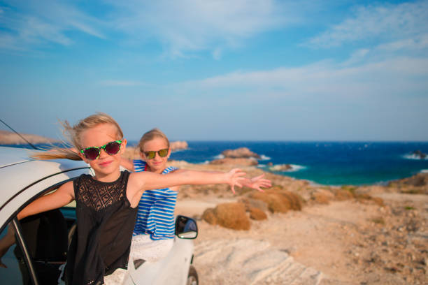 istock Kids on vacation travel by car. Summer holiday and car 638178564