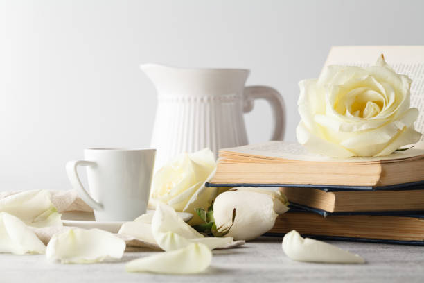 istock cup of coffee and a rose breakfast 638181692