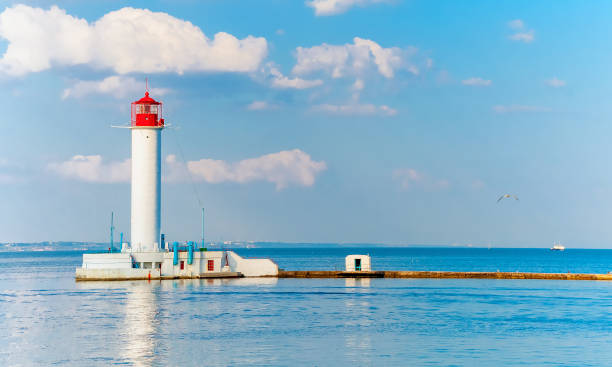 istock Odessa red and white lighthouse in bright sunny summer day 638182466