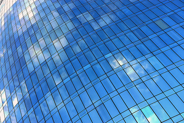 istock Blue sky with clouds in the office building 638187416