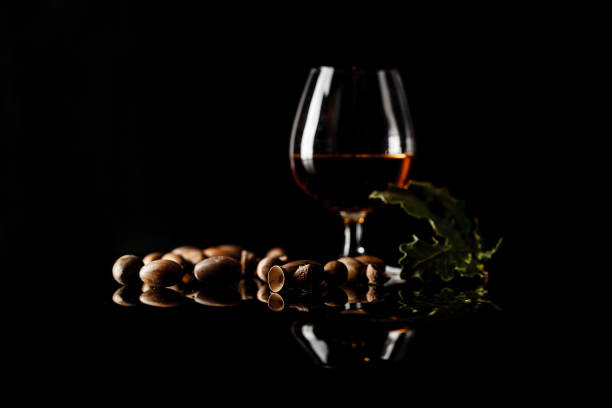 istock sherry glasses over a dark background with plenty of copy 638189568