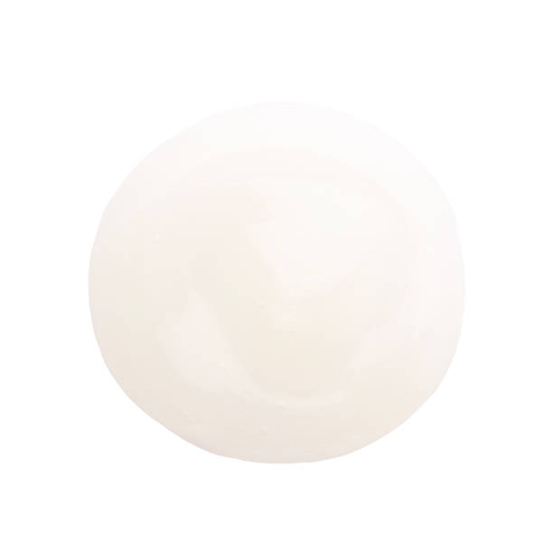 istock Beige color lotion round drop on background 638192678