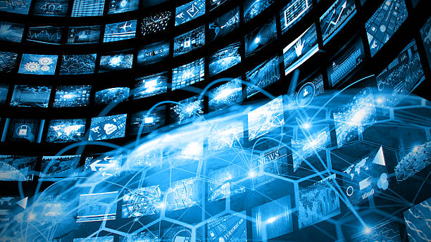istock Media concept video wall with small screens 638195274