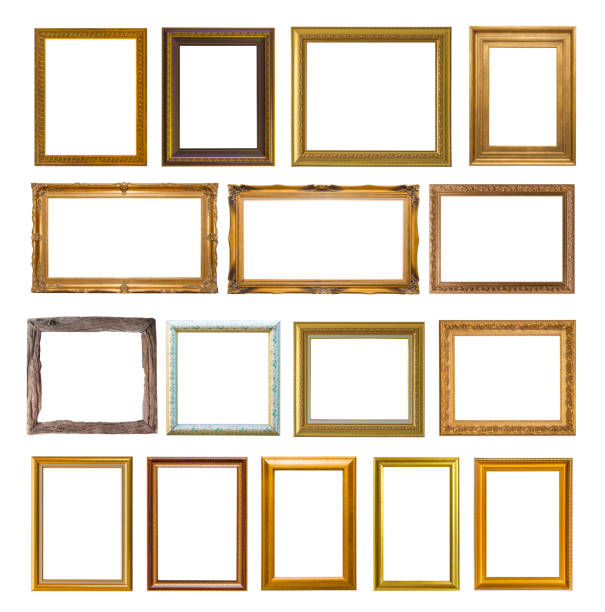 istock Gold frame Elegant vintage Isolated on white background 638195306