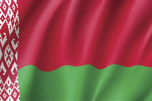 Vector illustration of Waving flag of Belarus