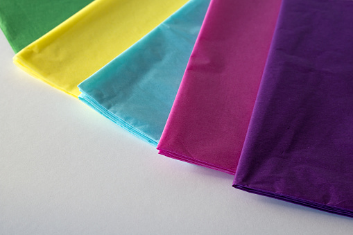 Colorful tissue paper samples with copyspace. 