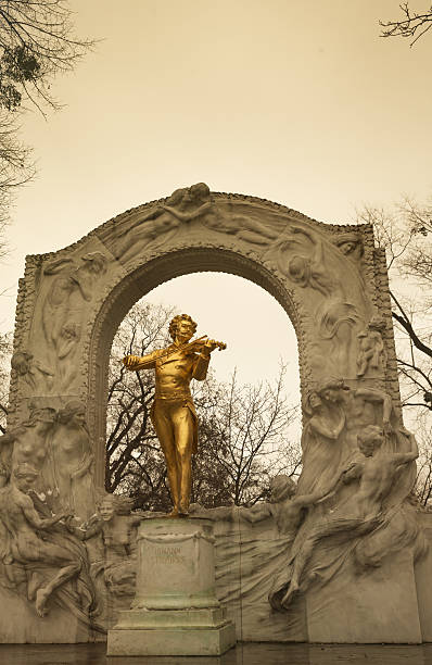 estátua de johann strauss, viena - vienna austria statue johann strauss statue - fotografias e filmes do acervo