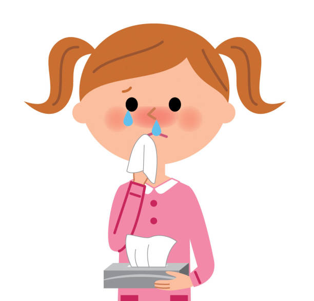 Girl Of The Stuffy Nose Stock Illustration - Download Image Now - Adult,  Blowing Nose, Cold And Flu - iStock