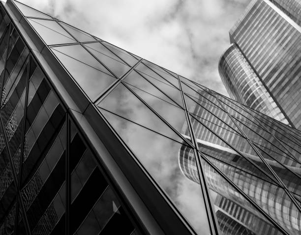 istock Office buildings stretch up to the sky with B&W color 638200572