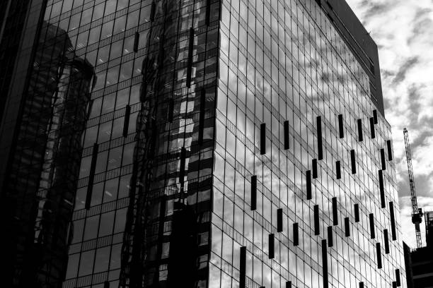 istock Office buildings stretch up to the sky with B&W color 638201500