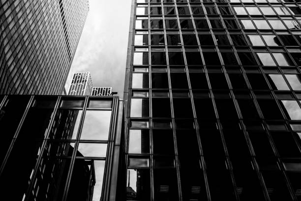 istock Office buildings stretch up to the sky with B&W color 638201742