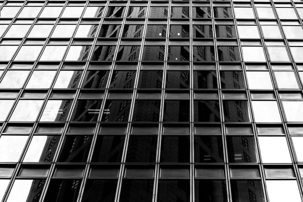 istock Office buildings stretch up to the sky with B&W color 638201888