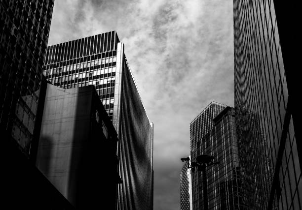 istock Office buildings stretch up to the sky with B&W color 638201974