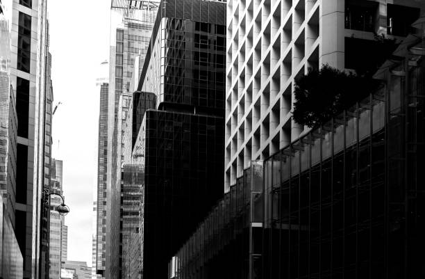 istock Office buildings stretch up to the sky with B&W color 638202862