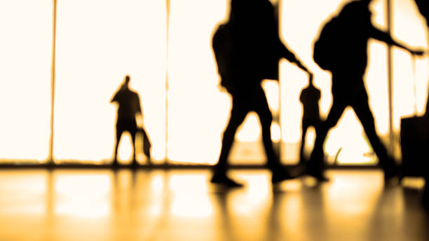 istock Passengers going to boarding with baggage in front of window 638203746