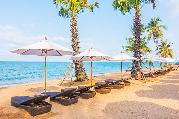 istock Parasol and chair on the beach 638203818